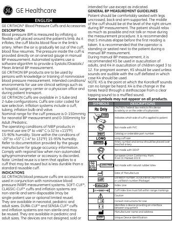GE CRITIKON血压袖带