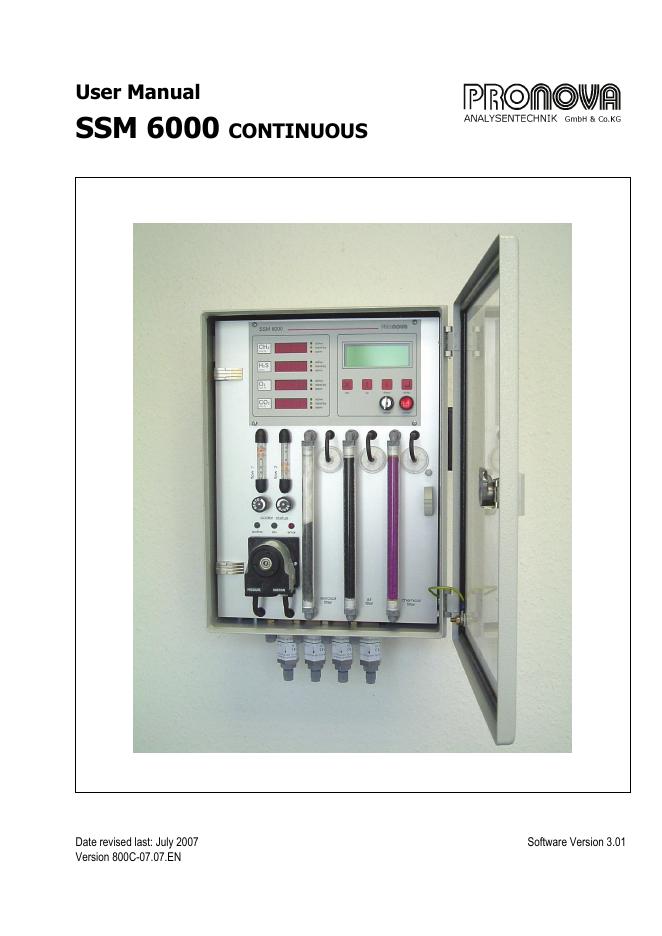 SSM 6000 CONTINUOUS用户手册