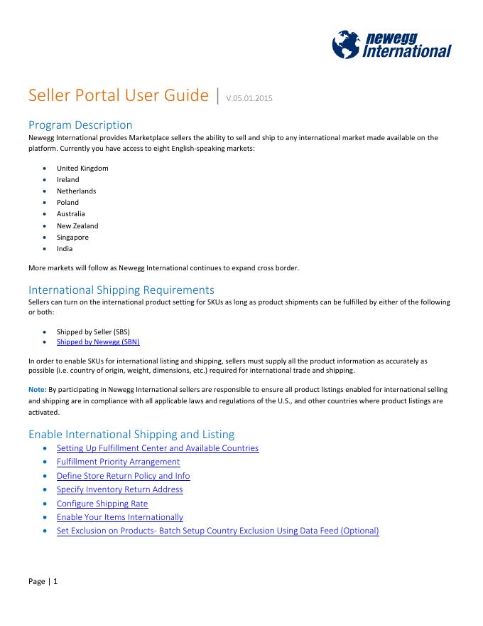 Newegg国际卖家手册