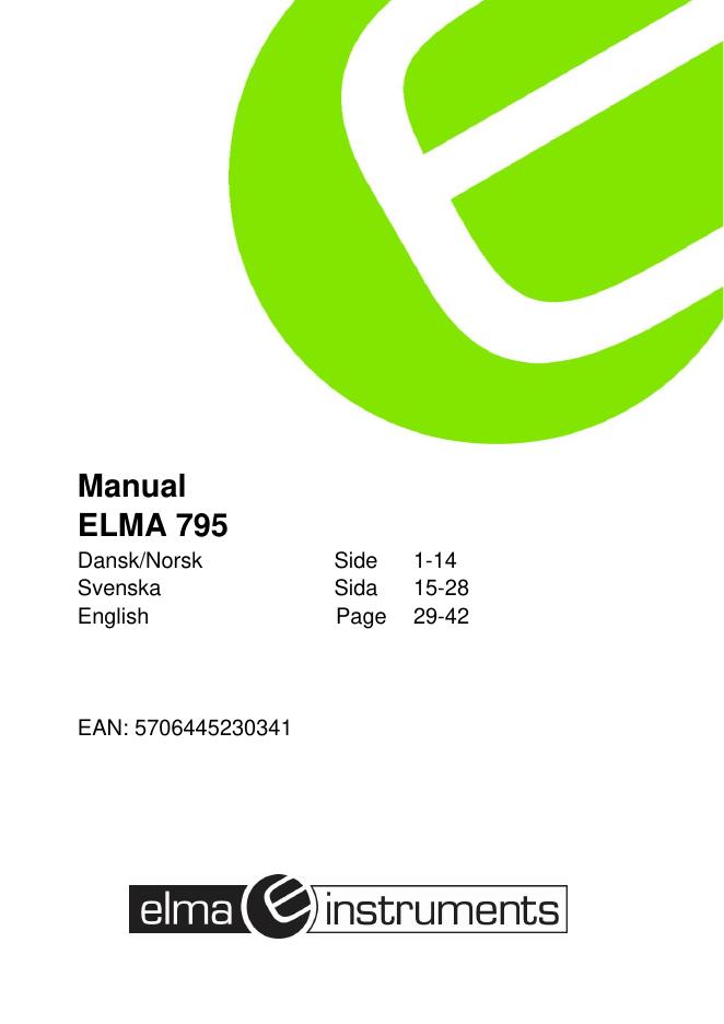 ELMA 795 多功能化学测量仪使用手册