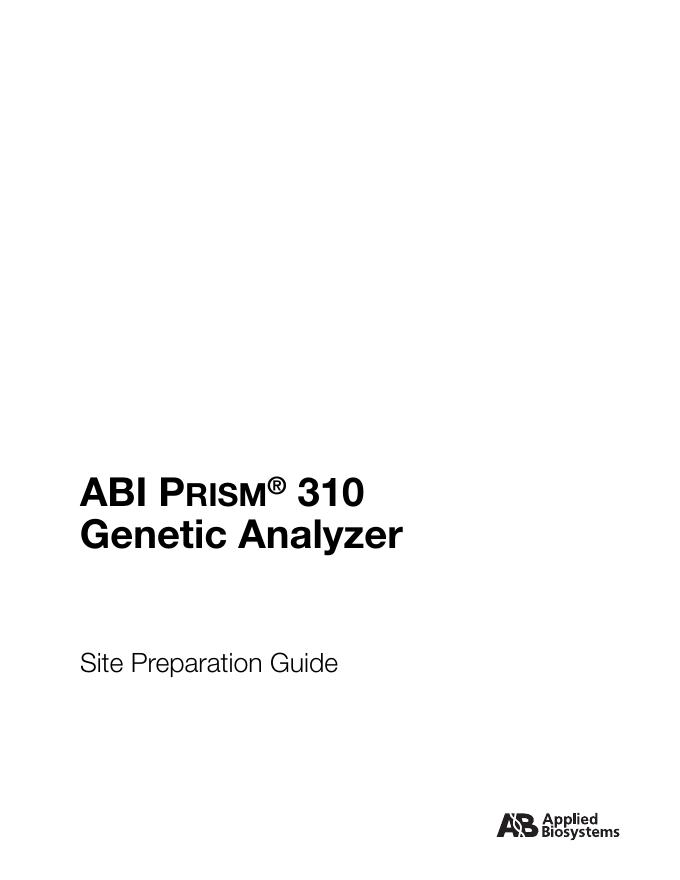 ABI PRISM 310基因分析仪现场准备手册