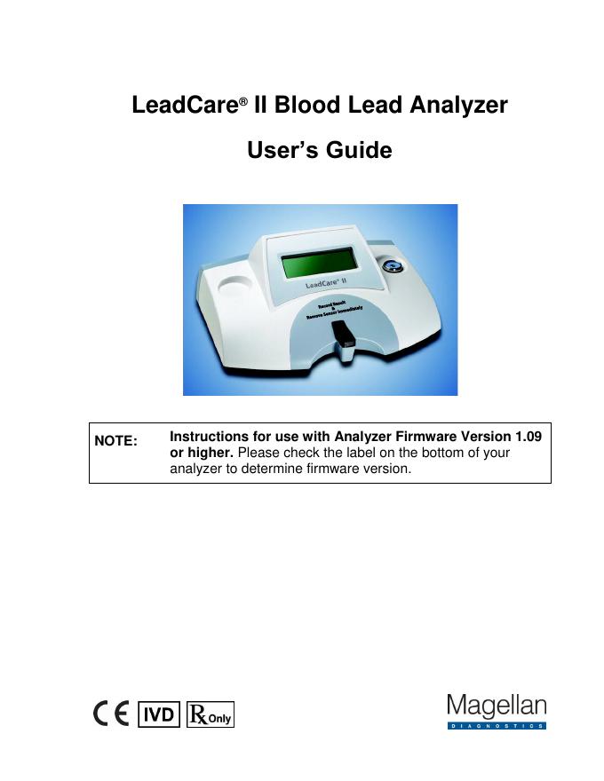 LeadCare II血铅分析仪用户手册