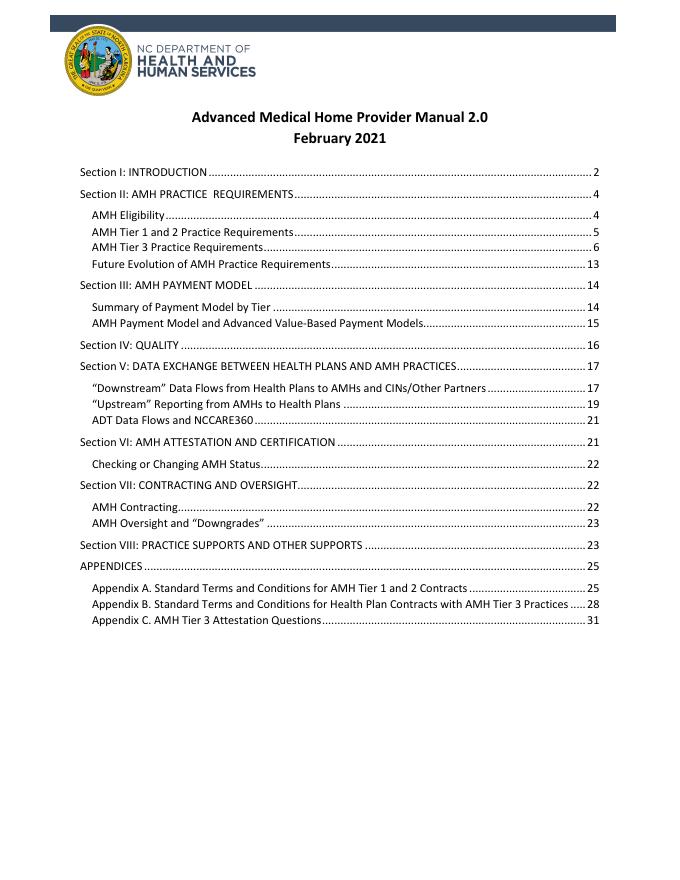 NCCARE360 Advanced Medical Home Provider Manual 2.0