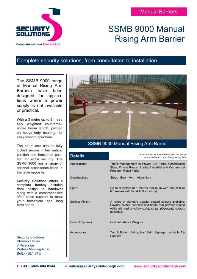 SSMB 9000手动升降臂栏杆