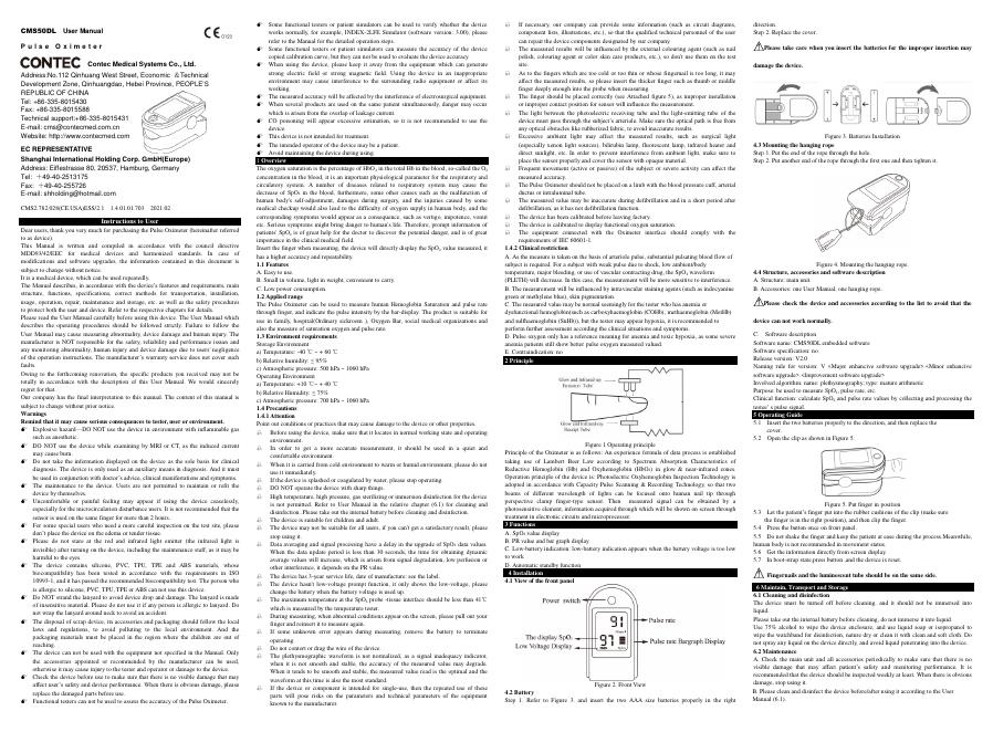 CMS50DL 脉搏血氧仪使用手册
