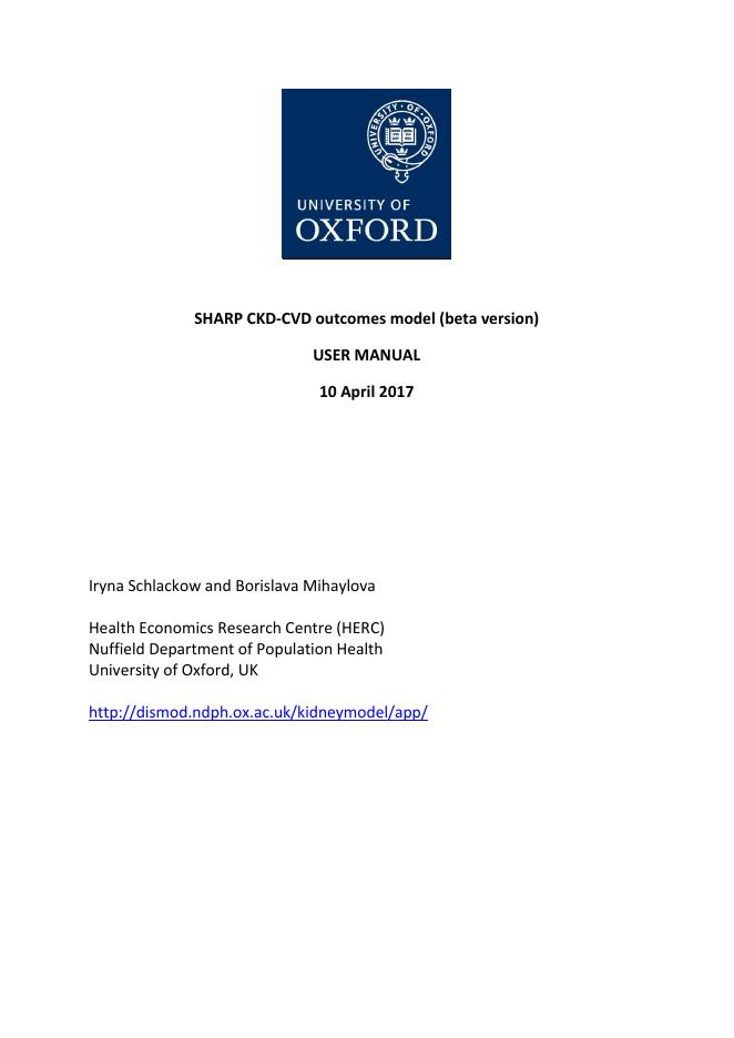 SHARP CKD-CVD outcomes model 用户手册