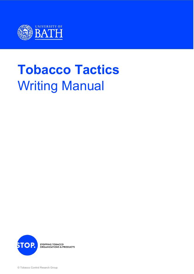 Tobacco Tactics Writing Manual