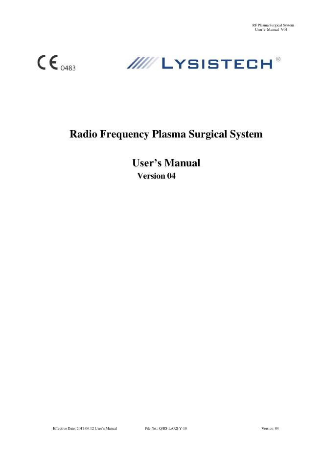 射频等离子手术系统使用手册