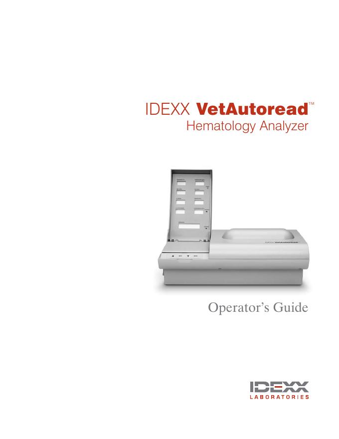 IDEXX VetAutoread血液分析仪操作手册