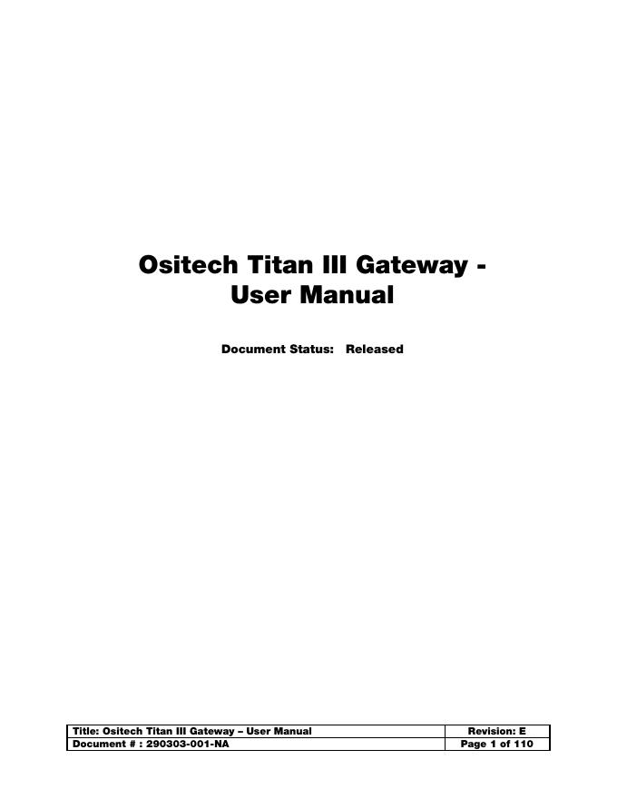 Ositech Titan III Gateway用户手册
