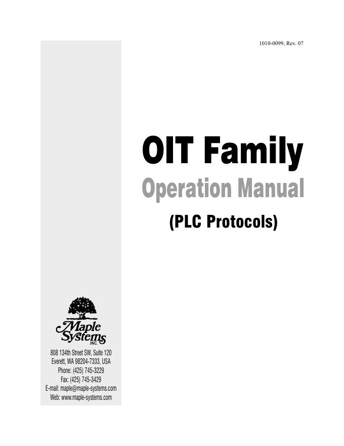 OIT Family Operation Manual(PLC Protocols)