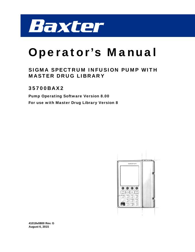 SIGMA SPECTRUM INFUSION PUMP操作手册