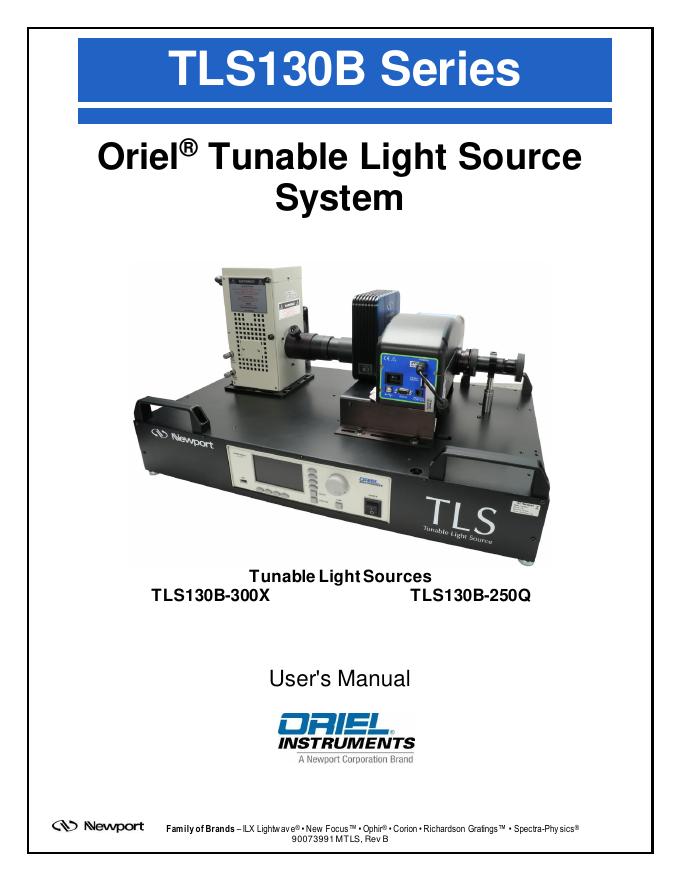 Oriel Tunable Light Source System TLS130B-300X TLS130B-250Q用户手册