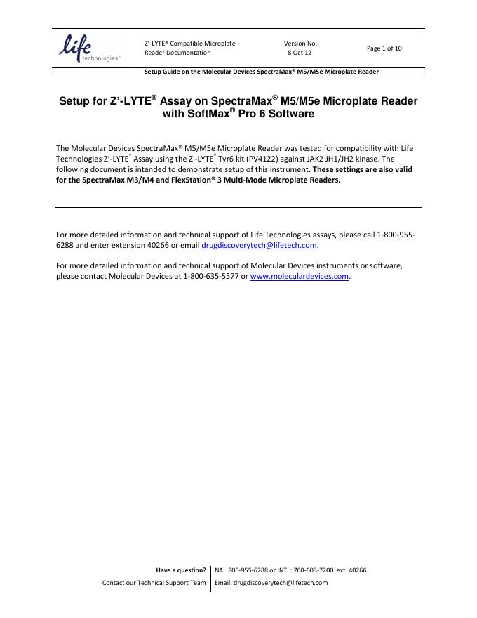 Z’-LYTE® Compatible Microplate Reader Documentation