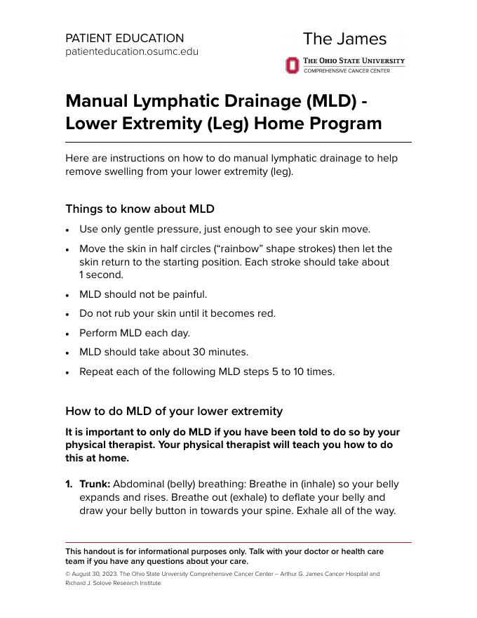 手动淋巴引流（MLD）-下肢（腿）家庭程序