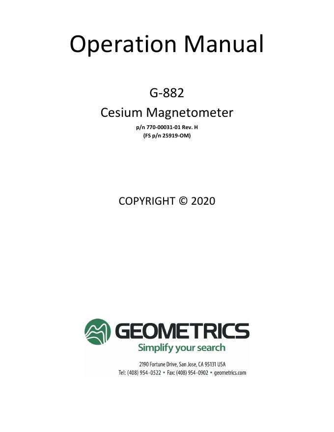 G-882 Cesium Magnetometer 操作手册