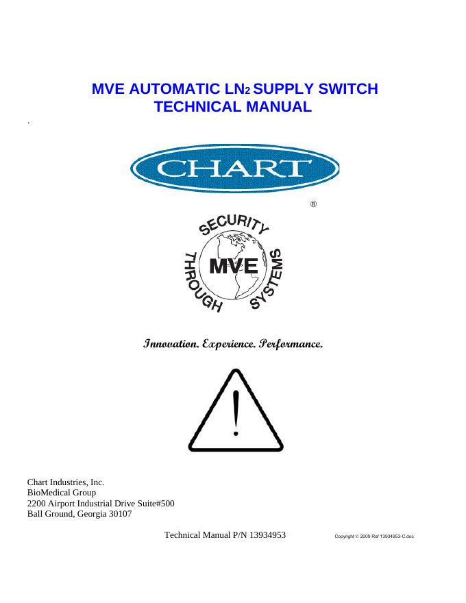 MVE Automatic LN2 Supply Switch 使用和维护手册
