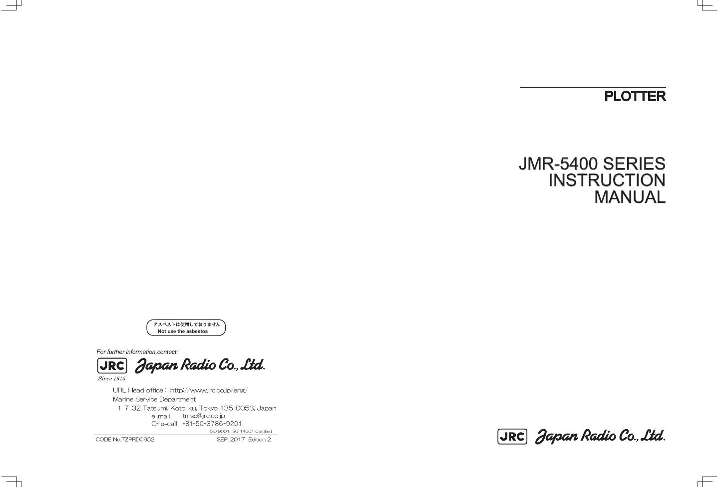 JRC 多功能显示器 JMR-5400 系列使用手册