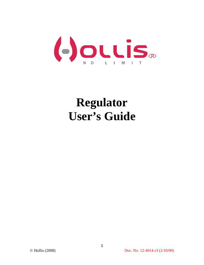 霍利斯Regulator使用手册