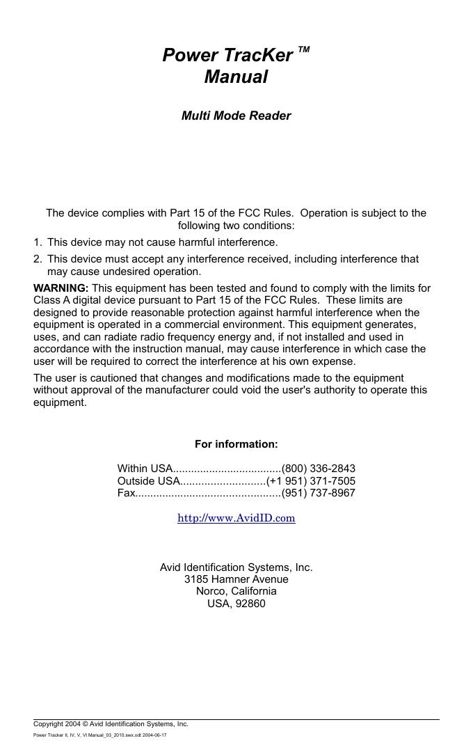 Power TracKer TM 手册