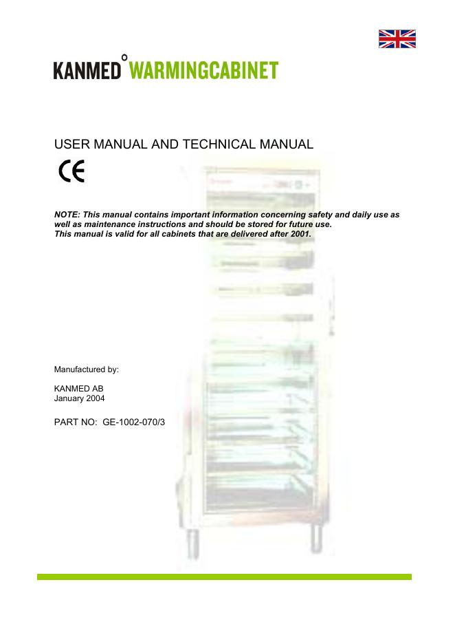Kanmed Warming Cabinet GE-2-1370用户手册