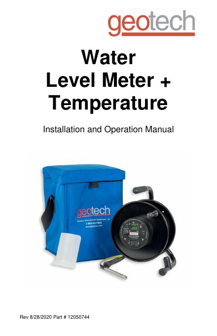 Water Level Meter+Temperature Installation and Operation Manual