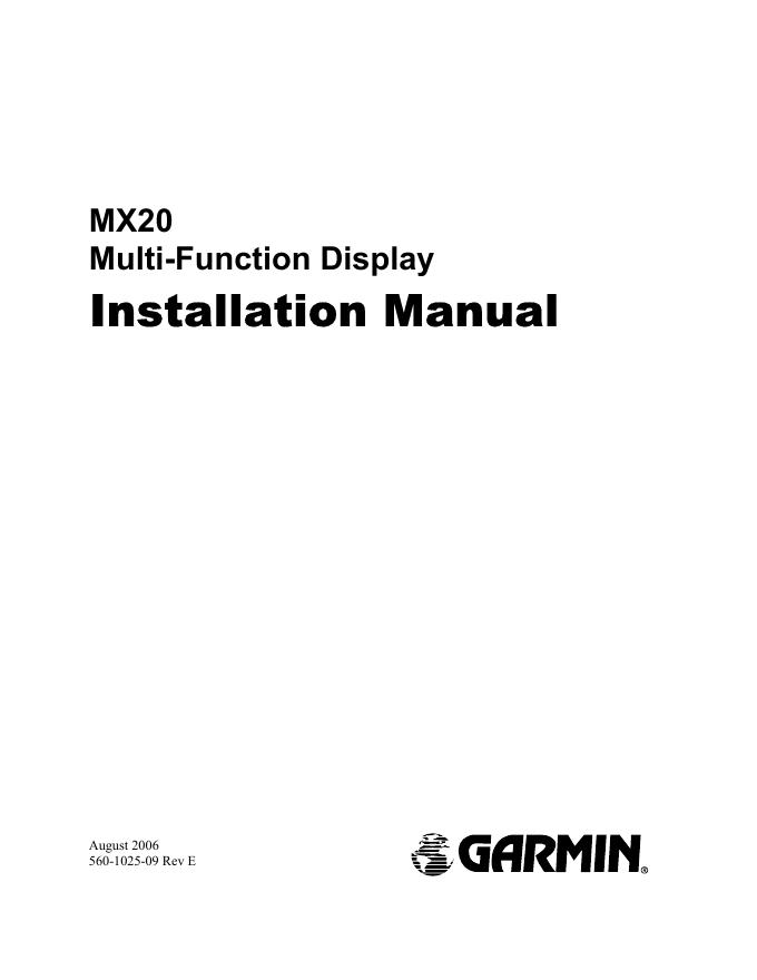 Garmin MX20 Multi-Function Display 使用手册