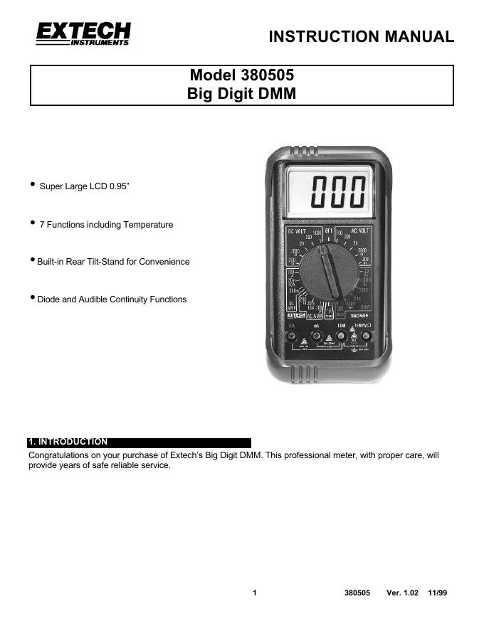 Extech Big Digit DMM使用手册