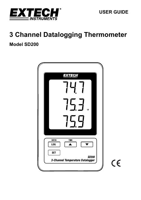 Extech SD200 3通道温度数据记录仪用户手册