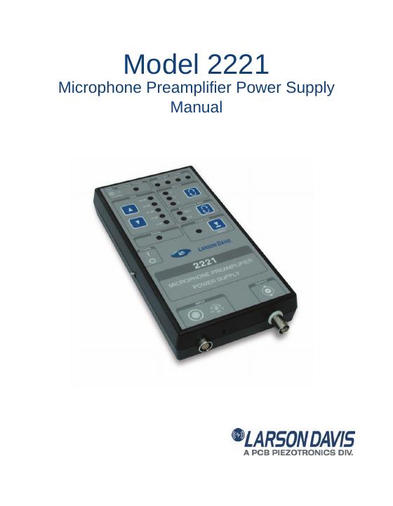 Larson Davis Model 2221麦克风前置放大器电源手册
