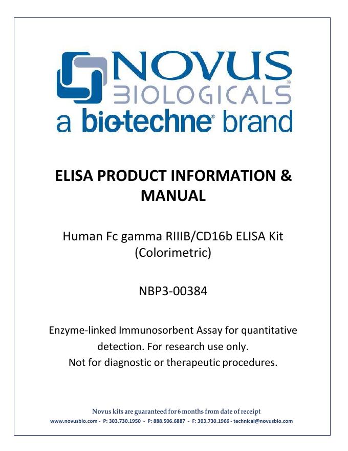 Novus Human Fc gamma RIIIB/CD16b ELISA Kit