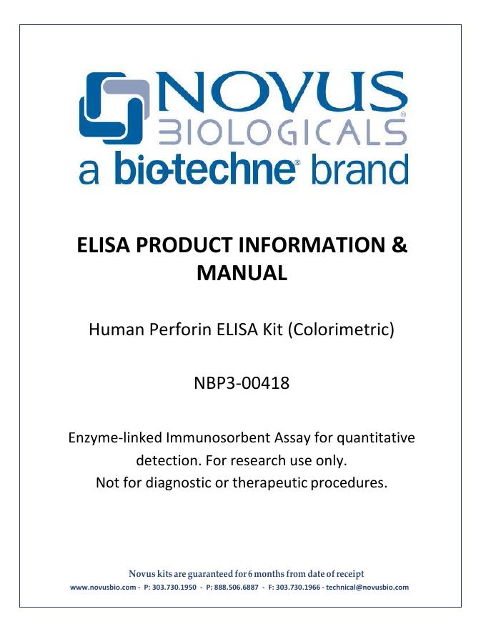 Human Perforin ELISA Kit（Colorimetric）