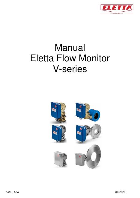 Eletta Flow V系列流量监测仪使用手册