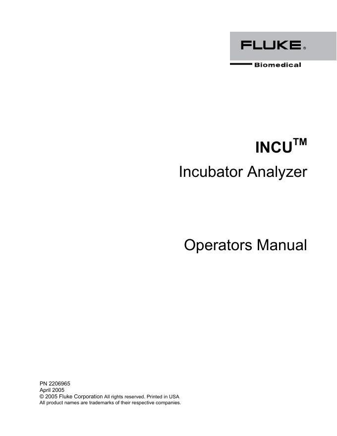 INCUTM Incubator Analyzer 操作手册