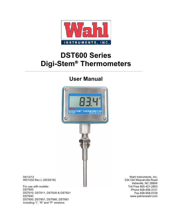 Wahl DST6xx系列温度计用户手册