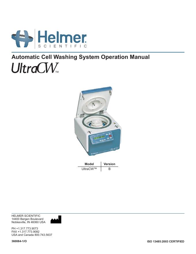 UltraCW™ B自动细胞洗涤系统操作手册