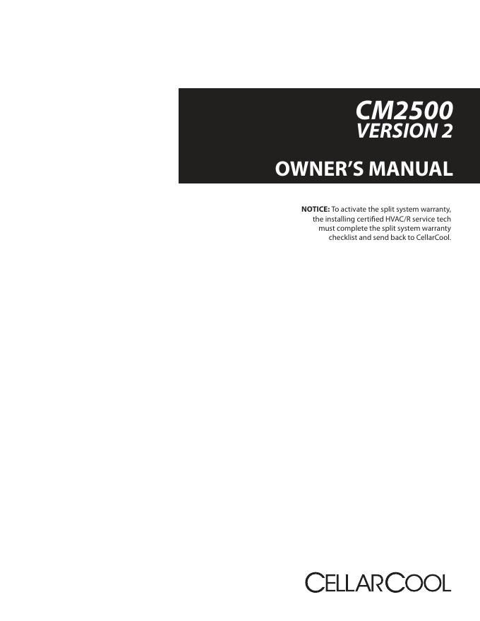 CellarCool CM2500 维修手册