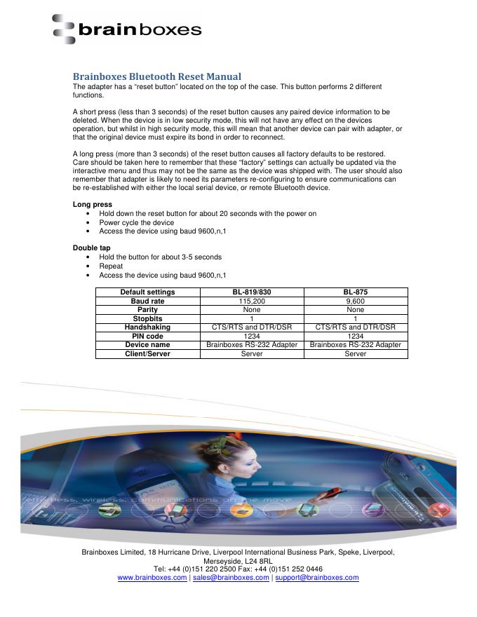 Brainboxes蓝牙恢复手册