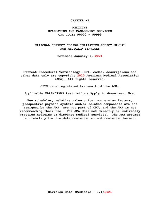 2021年国家正确编码倡议政策手册-药物评估和管理服务