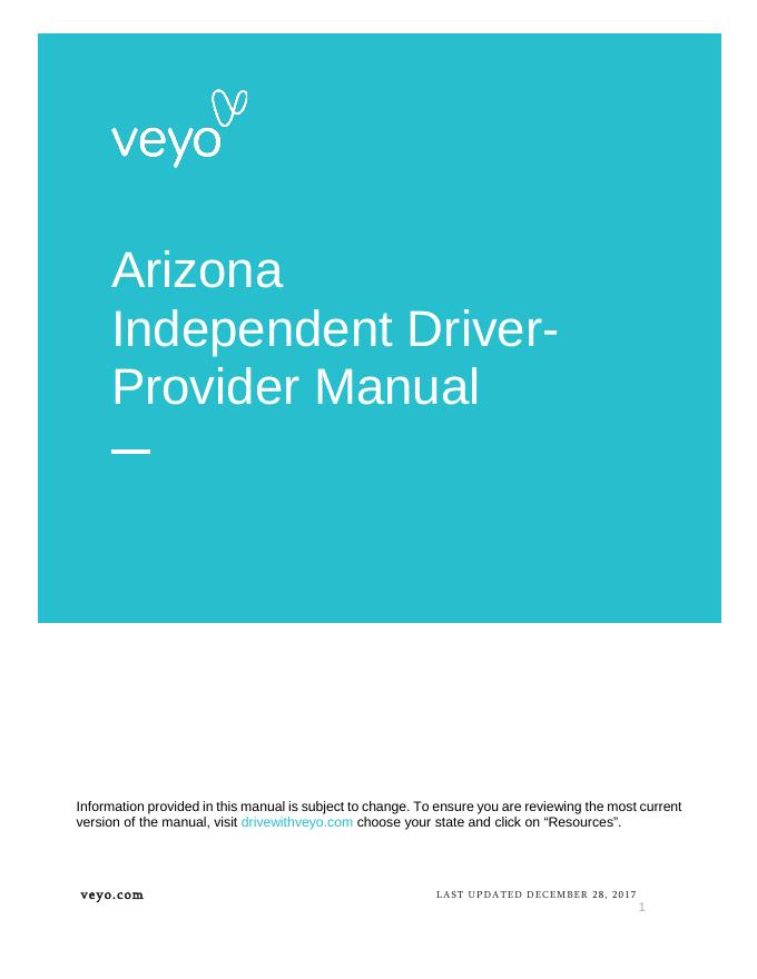 Veyo独立驾驶员手册