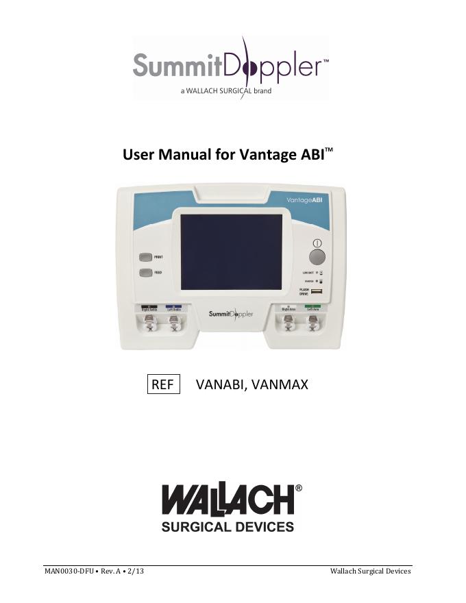 Wallach Surgical Devices Vantage ABI 用户手册