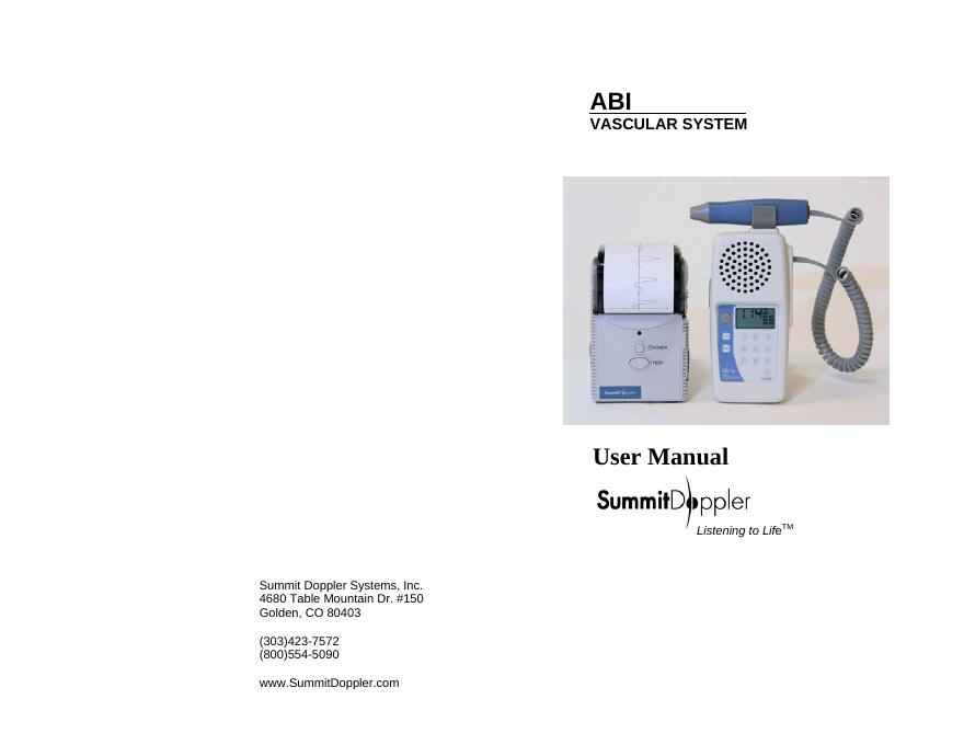 ABI VASCULAR SYSTEM Listening to LifeTM用户手册