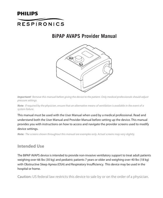 BiPAP AVAPS Provider Manual