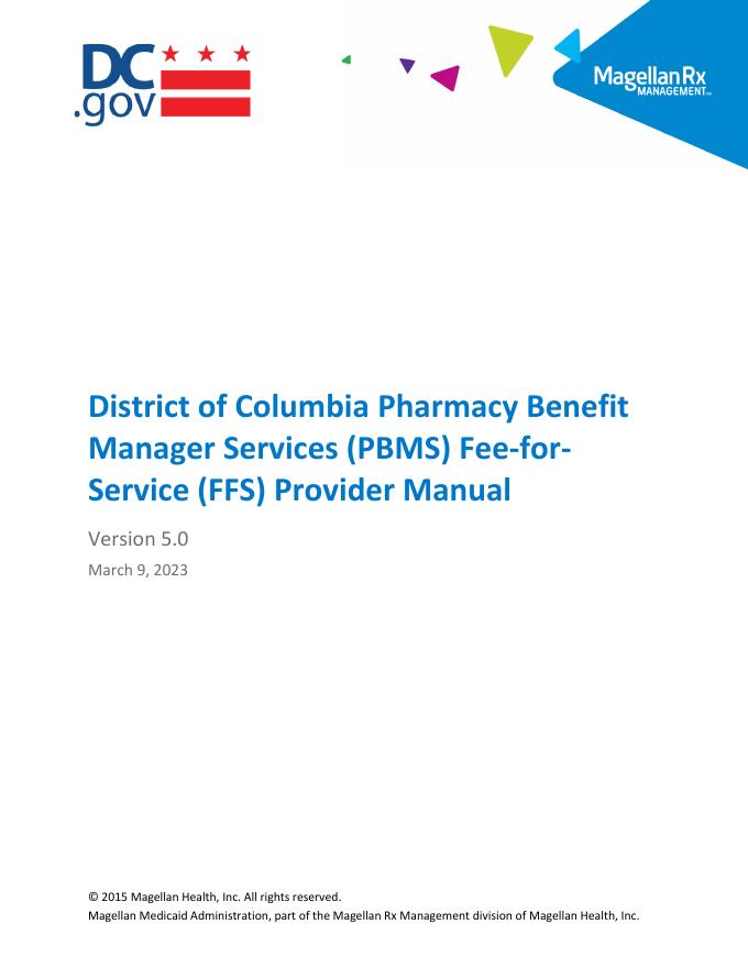 District of Columbia Pharmacy Benefit Manager Services FFS Provider Manual