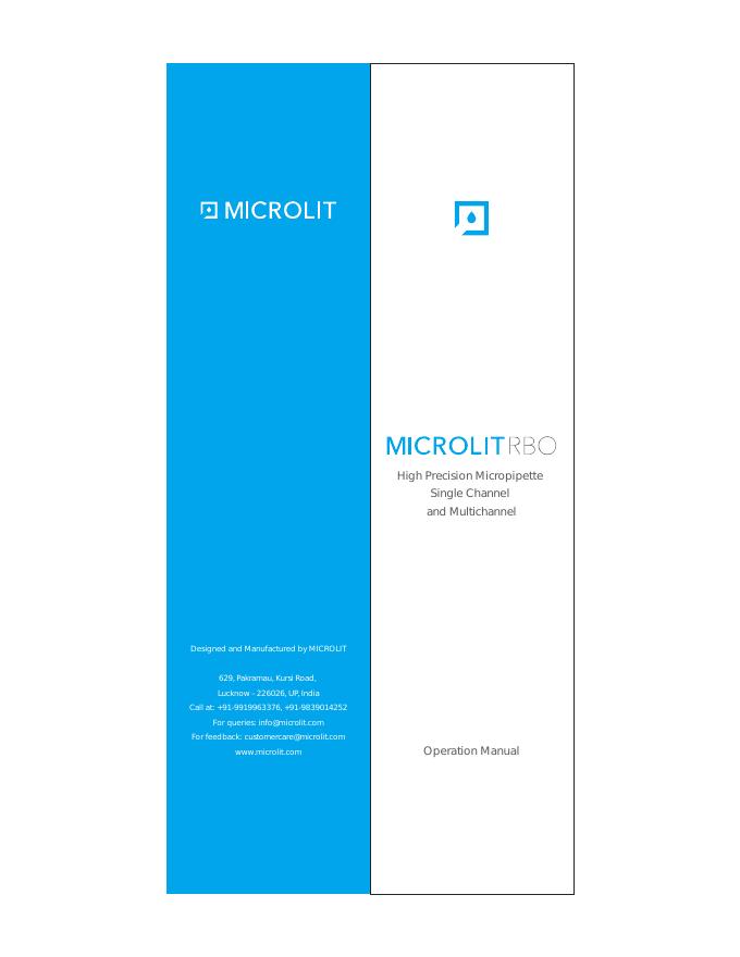 MICROLIT RBO系列微量移液器使用手册