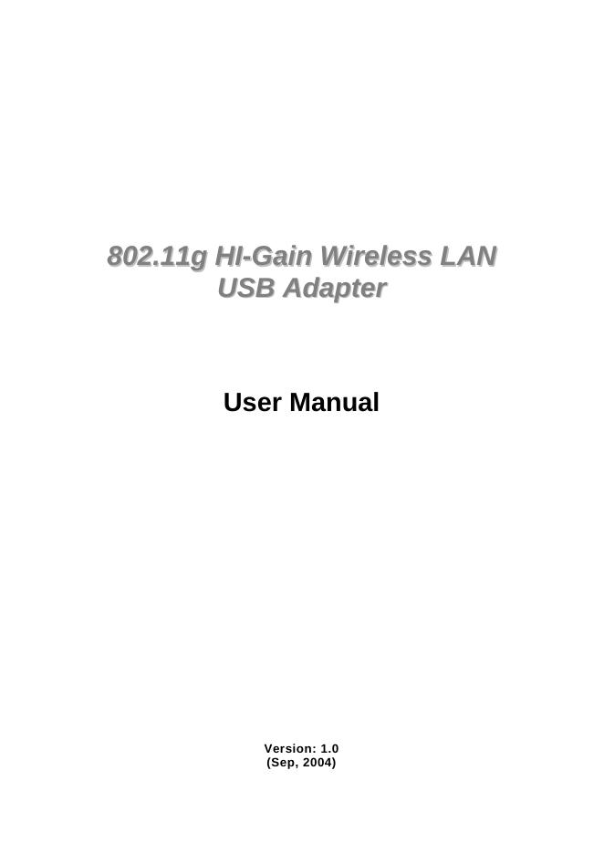 880022.1111gg HI-G Gain Wireless LAN USB Adapter用户手册