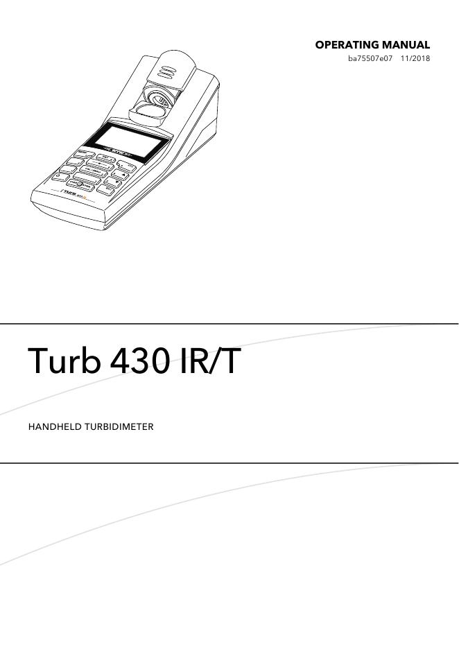 Turb 430 IR/T 手持浊度计 使用手册