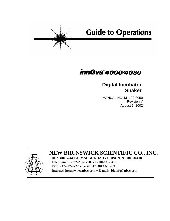 Innova 4000/4080数字培养箱使用手册