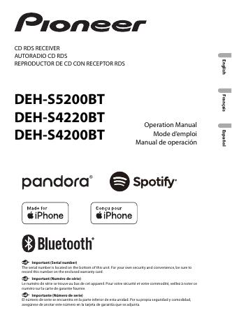 DEH-S5200BT DEH-S4220BT/S4200BT操作手册