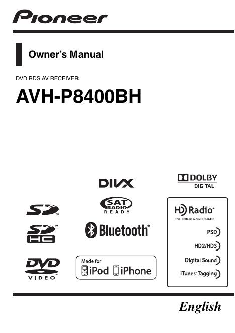 Pioneer DVD AV RECEIVER AVH-P8400BH 使用手册